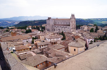 Obraz premium Aerial view of the cathedral of Orvieto, Italy