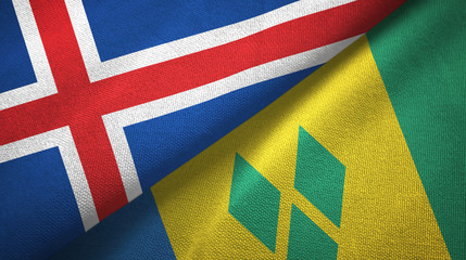 Iceland and Saint Vincent and the Grenadines two flags textile cloth