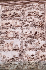 Detail of the facade of Orvieto cathedral, Italy