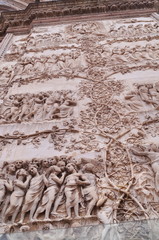 Detail of the facade of Orvieto cathedral, Italy