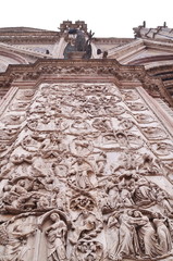 Detail of the facade of Orvieto cathedral, Italy