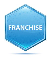 Franchise crystal blue hexagon button