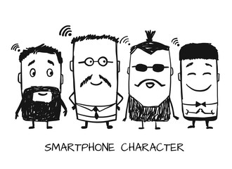 Smartphone characters, sketch for your design