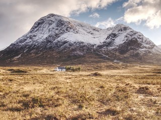 Snowcapped mountains in Scottish Highlands