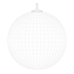 Disco sphere suspended on line rope Discotheque ball Retro night clubs symbol Concept nostalgic party icon outline black color vector illustration flat style image