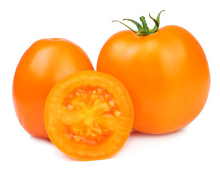 Yellow tomatoes isolated on white