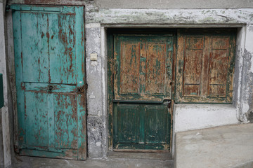 old wooden door and window