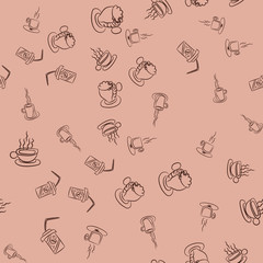 Coffee seamless vector pattern for Cup mug, restaurant or cafe menu design. 