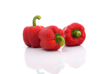 Fresh colorful sweet bell pepper ( capsicum ) isolated on a white background.