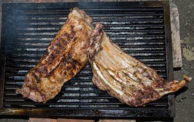 pork bone on the grill
