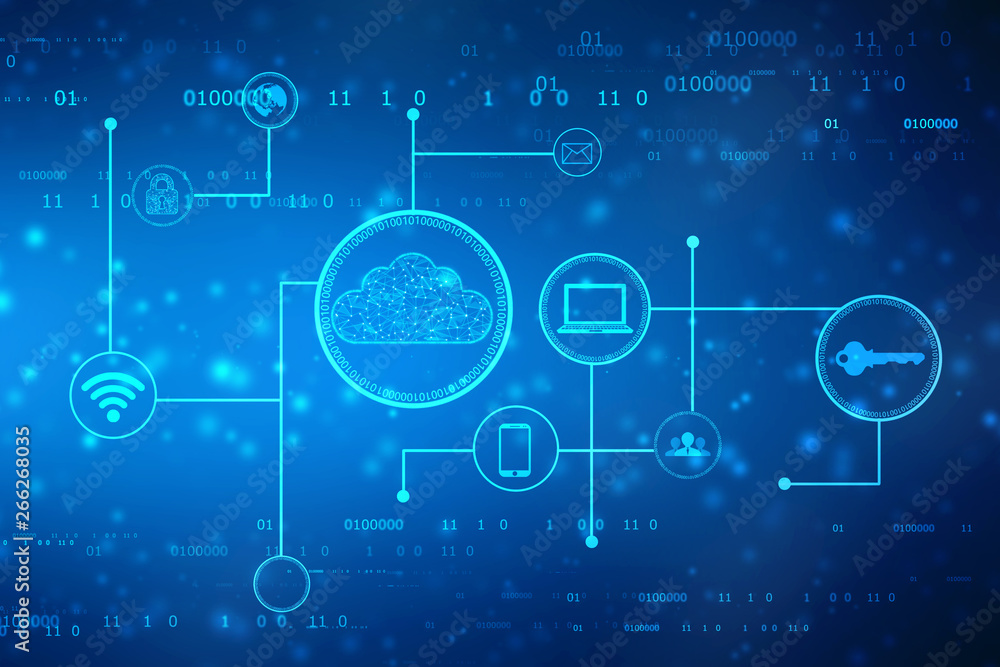 Poster cloud computing, cloud computing concept. cloud internet technology background. 2d illustration