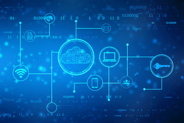 Cloud computing, Cloud Computing Concept. Cloud Internet technology background. 2d illustration