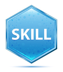 Skill crystal blue hexagon button