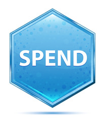 Spend crystal blue hexagon button