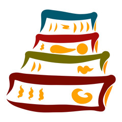 a collection of four books of various sizes