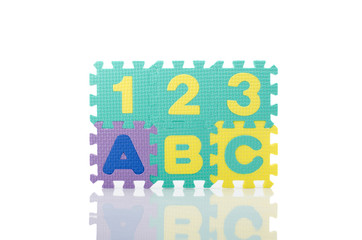 Alphabet Concept. ABC123 wordblock on a white background