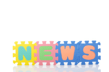 NEWS - webwords of plastic letters standing isolated on white