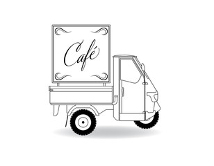 Dreirad Caféschild Kontur