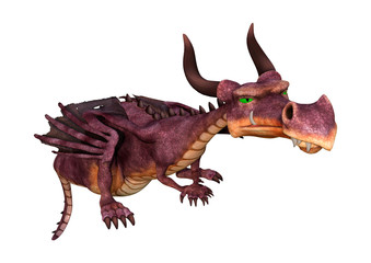 3D Rendering Fairy Tale Dragon on White