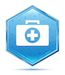 Obraz premium First aid kit icon crystal blue hexagon button
