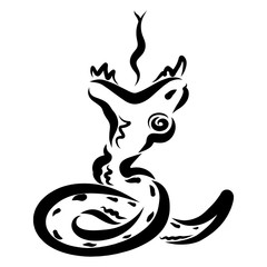 spooky serpent with open mouth, black pattern