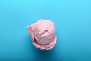 Tasty ice cream on color background