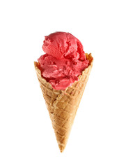 Tasty ice cream on white background