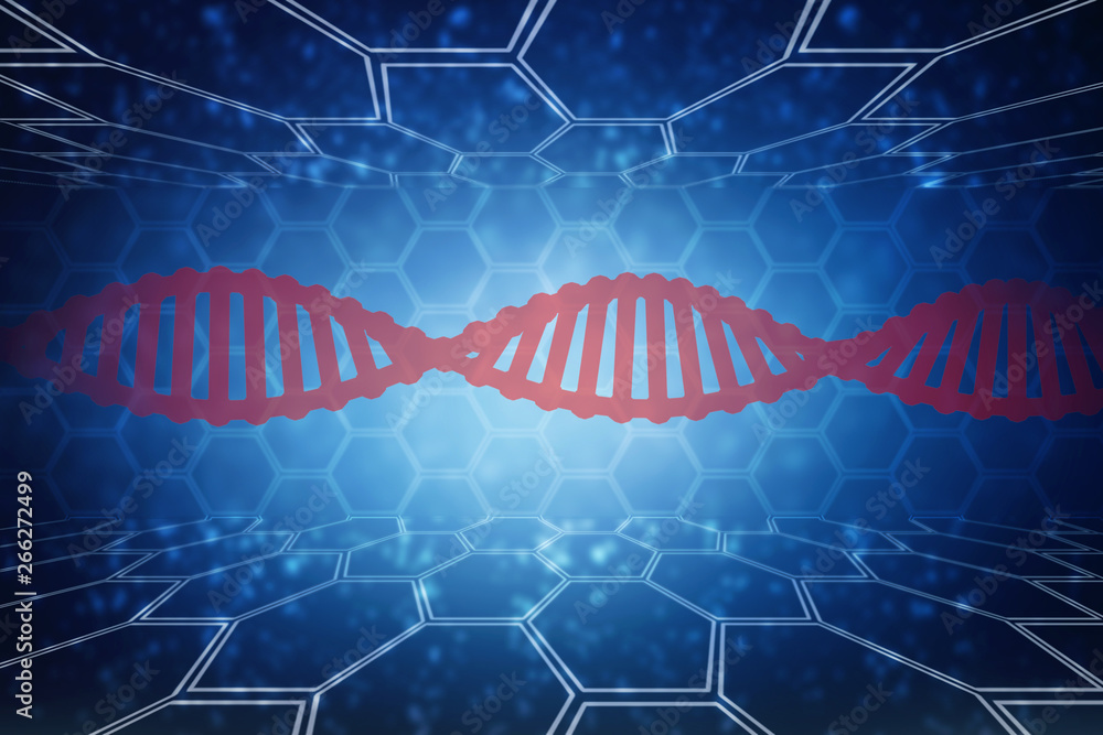 Poster 3d render of dna structure, abstract background