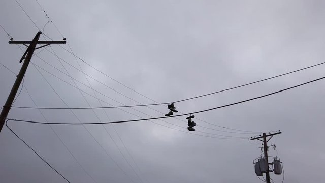 Shoes on power Lines in Denver Colorado.