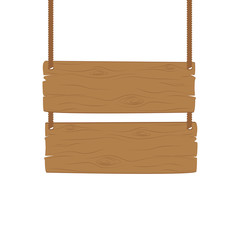hanging wooden sign isolated on white background vector illustration EPS10