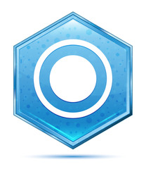 Record icon crystal blue hexagon button