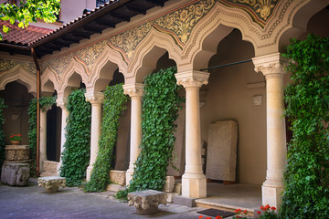 Beautiful courtyard in Stavropoleos Monastery