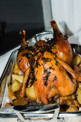 roast chicken in pan