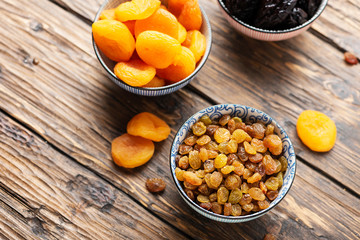 Concept of healthy meal with dried fruits