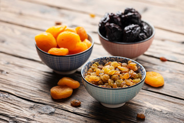 Concept of healthy meal with dried fruits