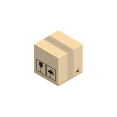 Cardboard corrugated box. Concept for cargo shipping. Isometric vector illustration isolated on white background.