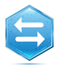 Transfer arrow icon crystal blue hexagon button