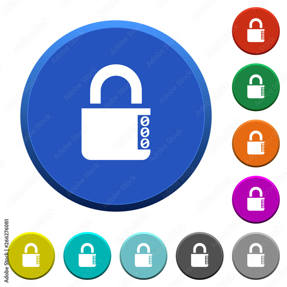 Poster locked combination lock with side numbers beveled buttons