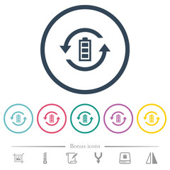 Renewable energy flat color icons in round outlines