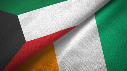 Kuwait and Cote d'Ivoire Ivory coast two flags textile fabric texture