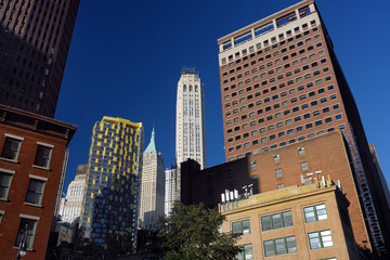 Fototapeta na wymiar Wall of New York skyscrapers. Manhattan.