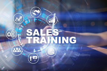 Obraz premium Sales training, Business development and marketing concept on virtual screen.