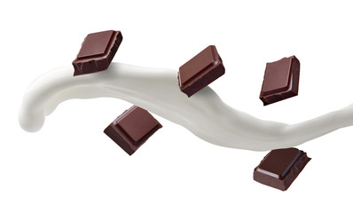 chocolate piece milk splash flow