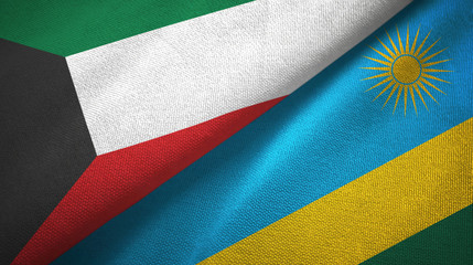 Kuwait and Rwanda two flags textile cloth, fabric texture