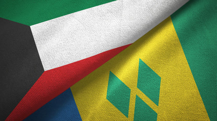 Kuwait and Saint Vincent and the Grenadines two flags textile cloth