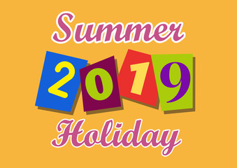 2019 summer holiday, vector illustration for poster, cover and flyer
