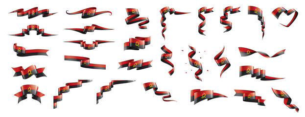 Angola flag, vector illustration on a white background - obrazy, fototapety, plakaty