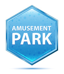 Amusement Park crystal blue hexagon button