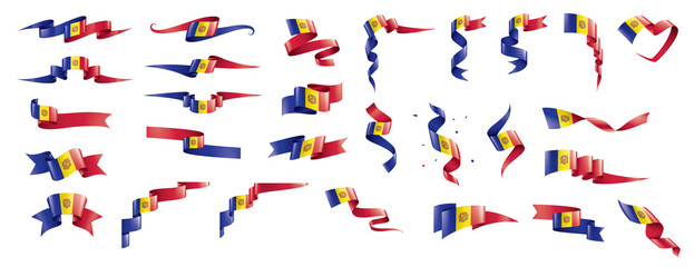 Fototapeta na wymiar Andora flag, vector illustration on a white background