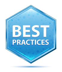 Best Practices crystal blue hexagon button